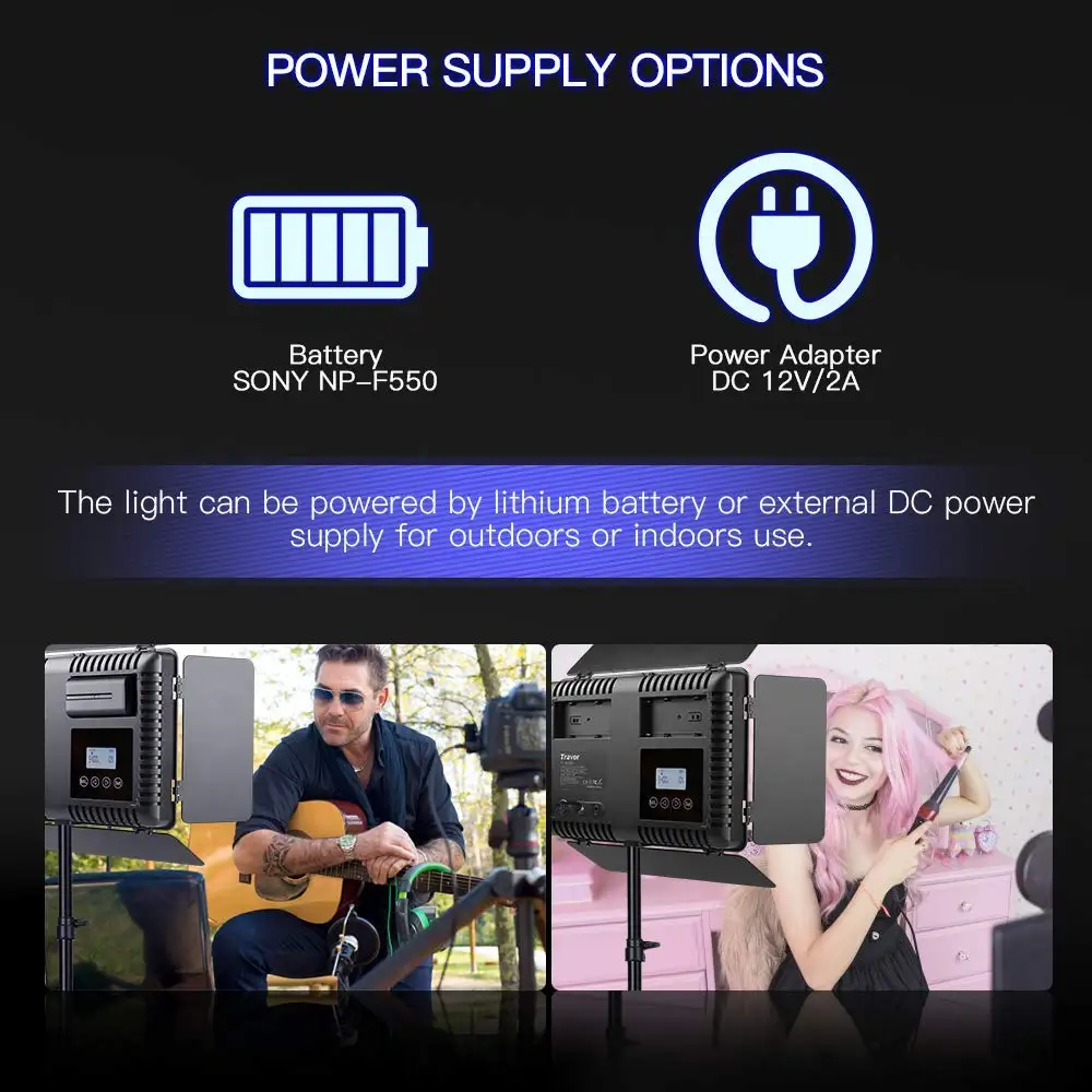 spash TL-600S 2 in 1 Kit Portable LED Video Light Photo Lamp 25W 5500K Photographic Lighting with T
