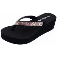 AIMONE Womens Morgane Mid Heel Flip Flop Sandals Beach Slippers Shoes Summer Sandals Flip Flops Lady Wedges Shoes okabashi womens maui thong flip flop sandals