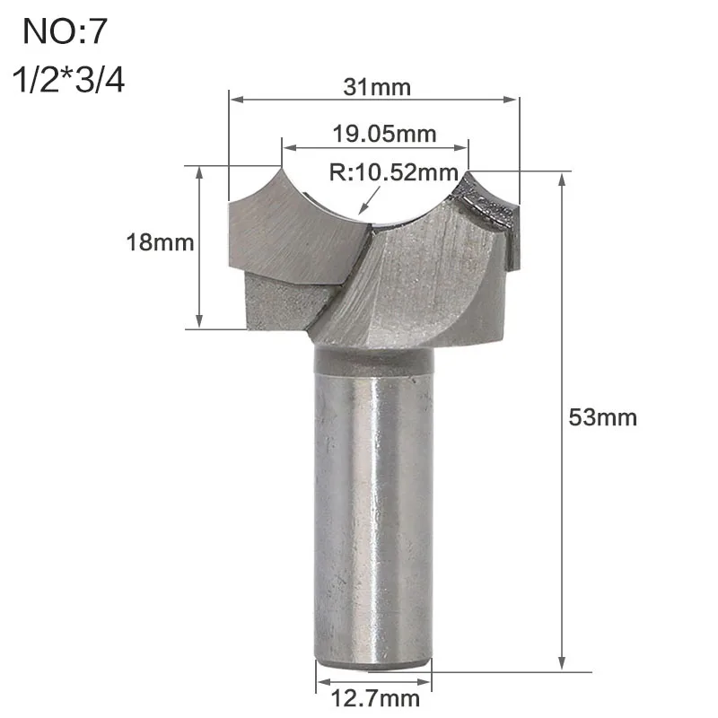 1/" 1/4" для конических фрез Дракон шаровые биты точка-точка круглой огранки более Groove Биты фрезы для резьбы по дереву резак для деревообработки - Длина режущей кромки: NO7