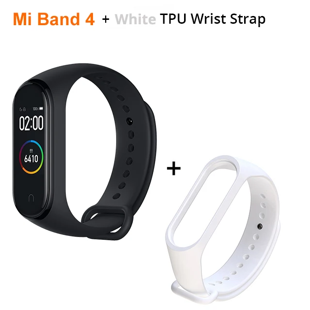 Xiaomi Mi Band 4, умный браслет, miband 4, браслет, пульсометр, фитнес, 135 мА/ч, цветной экран, Bluetooth 5,0, xiaomi mi band - Цвет: With white