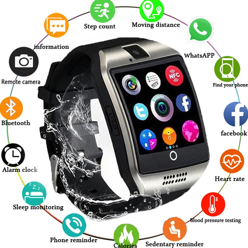 

New Stylish Q18 Smart Watch 1.54 Screen Card Call Bluetooth Music Message Reminder Sleep Monitoring Exercise Step For Men Women