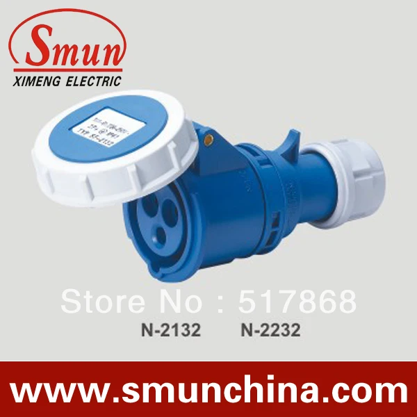 

N-2232 32A 220-250V 3pin Industrial Mobile Socket 2P+E with CE ROHS 1 Year Warranty IP67 Waterproof Connector