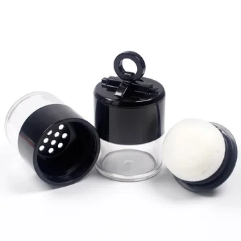 

2pcs Empty Loose Powder jars Black Powder Puff DIY Make up Powder Compact Cosmetic Packing Case