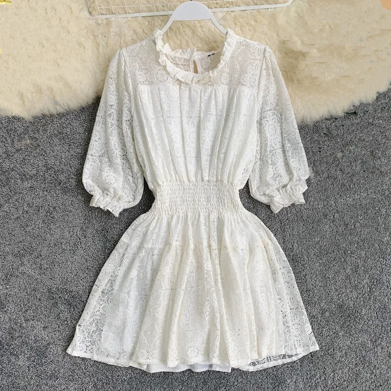 Женское платье элегантное ажурное кружевное для вечеринки Vestidos Mujer Elastics высокая