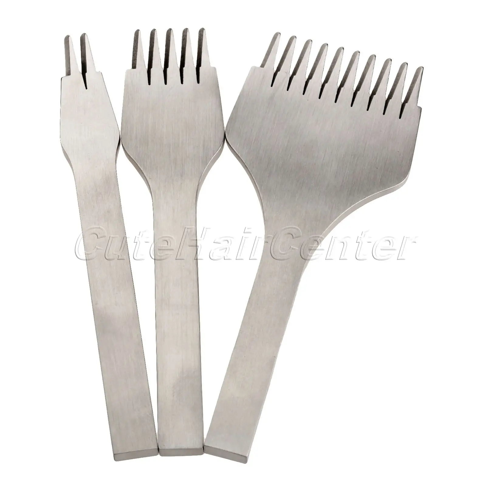 

Hot 3Pcs/set Leather Craft Tools Pitch Steel Hole Maker Stitching Punch Tool Leather Hole Tools 2+5+10 Prong 3.38mm