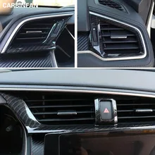 Углеродное волокно вентиляционное отверстие приборной панели крышка внутренний сигнальный фонарь переключатель планки для Honda Civic 10th седан купе, хэтчбек