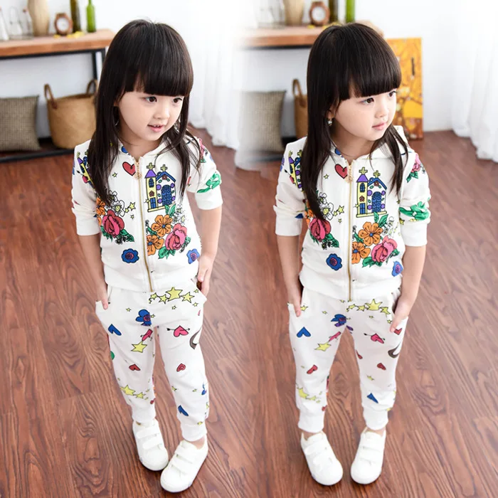 Baby Girls Flower Sports Hoodies Jackets and Pants Children s Set Outerwear Clothes Kids Spring Fall