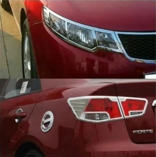 

JINGHANG ABS Chrome Car Front Headlight + Rear Tail Light Lamp Cover Trim For 09-17 KIA FORTE 2009 -2017