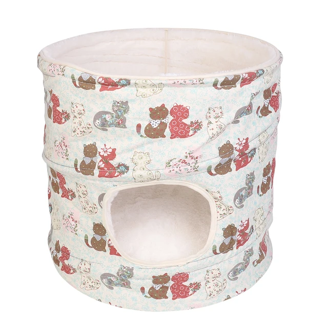 Cozy 2 in 1 Cat Sleeping Bed Pop Up Tent Soft Puppy Cave House with