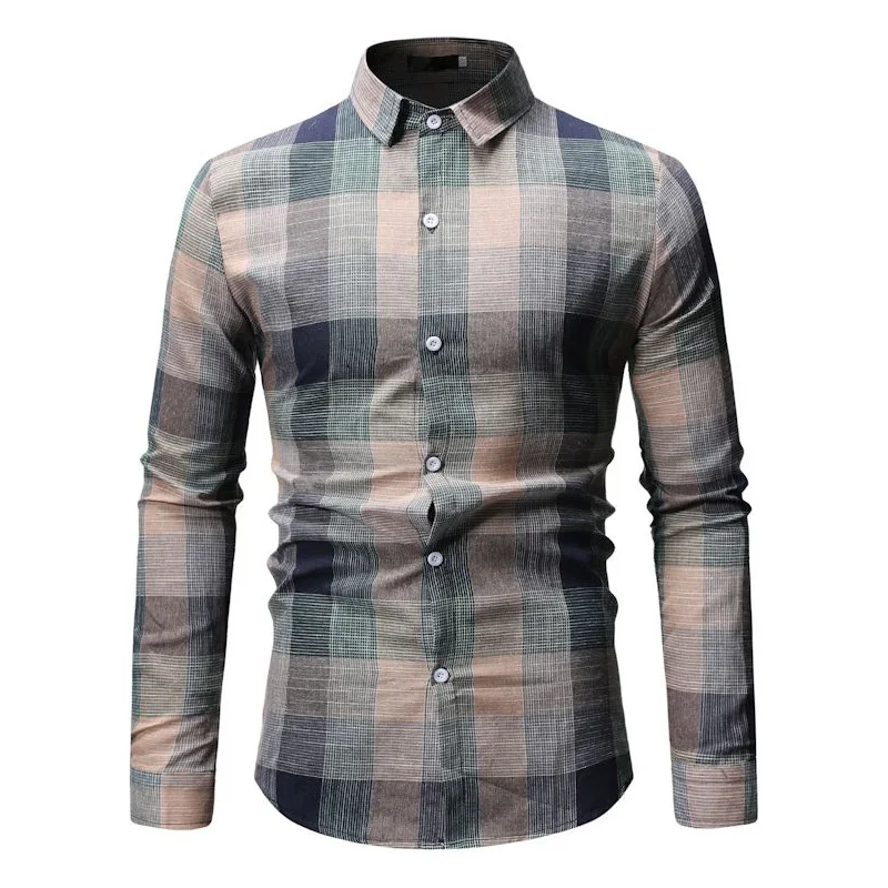 

New Autumn Fashion Brand Men Clothes Slim Fit Men Long Sleeve Shirt Men Plaid Cotton Casual Men Shirt Social Plus Size M-XXXL