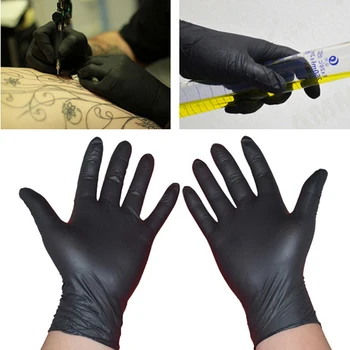 

10/50Pcs L M S Disposable Black Permanent Tattoo Gloves Tattoo Latex Gloves Tattoo Accessories