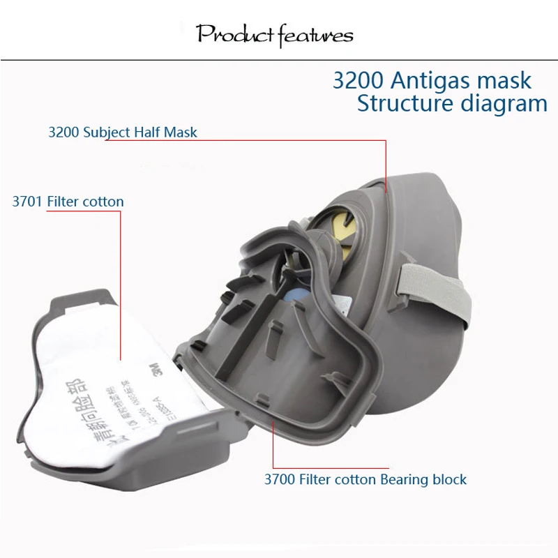 Респиратор высокое качество Защита Анти-туман Haze промышленных 3700 + 20pcs3703 фильтр хлопок половина Уход за кожей лица маска органических паров