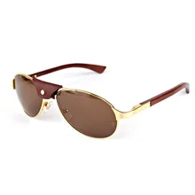 Carter Glasses Men Sunglasses Pilot Metal Glasses Frame Wood Eyeglasses for Driving Fishing Outdoor Luxury Eyewear Santos Oculos