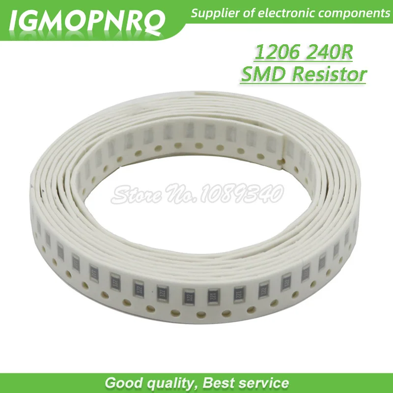100 шт. 1206 SMD резистор 1% 240 Ом чиповый 0 25 Вт 1/4 240R 241 IGMOPNRQ | Электронные компоненты и