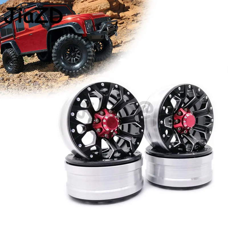 

4Pcs Aluminum Alloy 1.9 Beadlock Wheels Rims for 1/10 RC Crawler Axial SCX10 SCX10 II 90046 TRX4 D90 climbing car