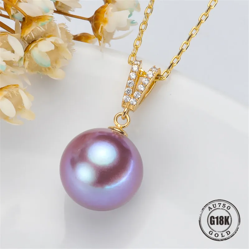 

DIY Pendant Jewelry Findings Blank Pendants Bracket AU750 G18K Yellow Gold Simple Bracket Natural Pearl Cap Accessories