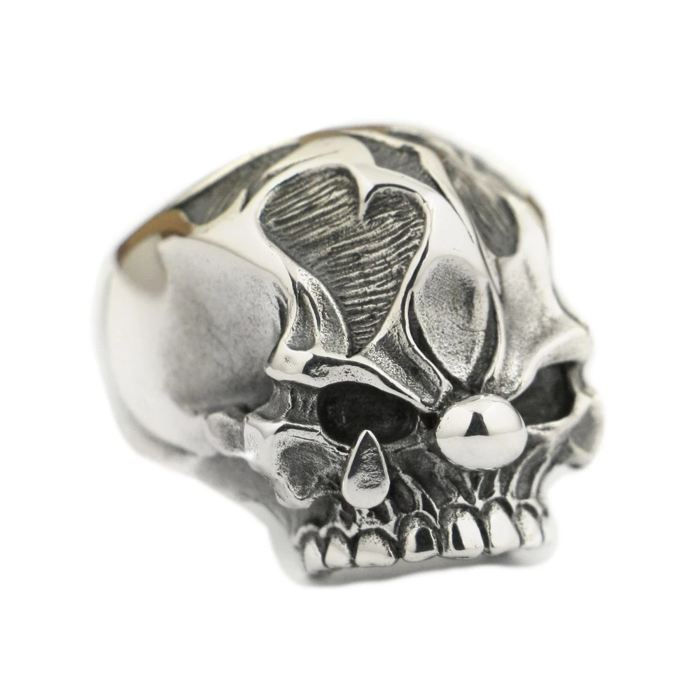 

USA Located Handmade 925 Sterling Silver Joker Skull Ring Mens Biker Rock Punk Ring TA78 4PX