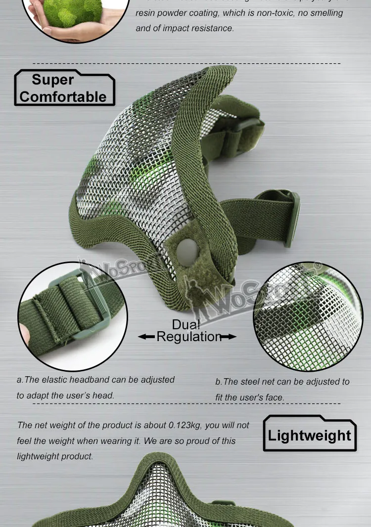 WoSporT V1 Scout один ремень Череп Половина из металла Сталь чистых safty тактический маска для Военная Униформа Косплэй страйкбол Пейнтбол CS Фейлд
