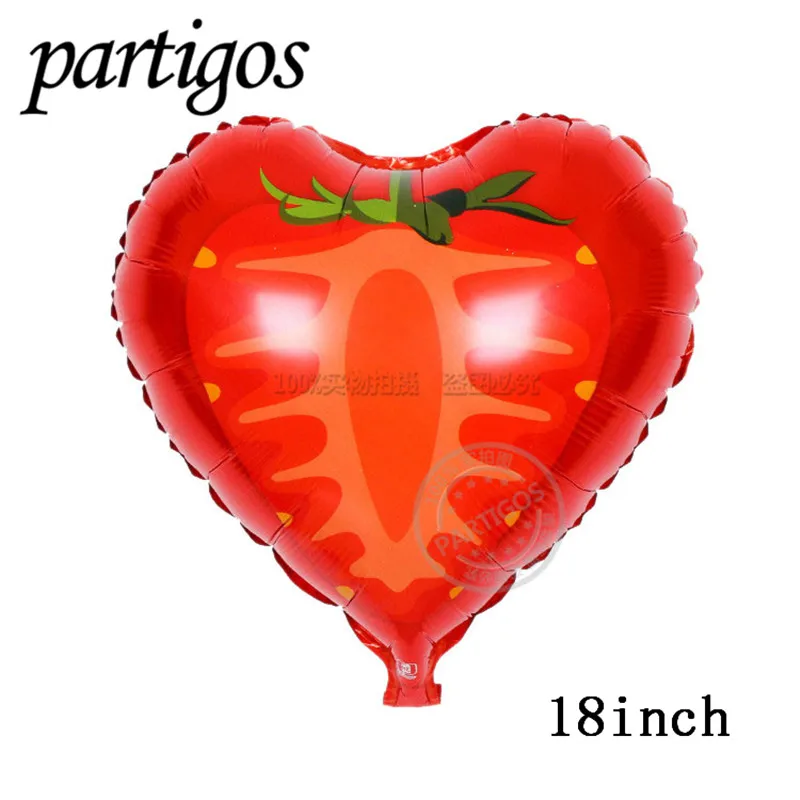 10 шт фрукты овощи шары Для летних вечеринок Декор детские игрушки клубника ананас арбуз воздушный шар из фольги Гелий тропических фруктов - Цвет: 18inch strawberry