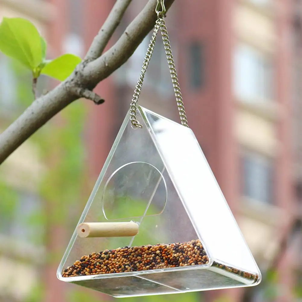 AsyPets акриловая прозрачная кормушка для птиц висячий Тип напольное ведро для украшения сада дерева-30 - Цвет: Triangle