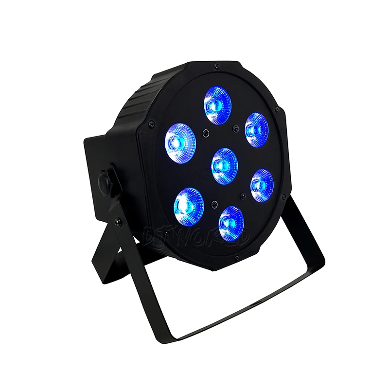 DJworld светодиодный плоский Par 7x9 Вт RGB 3в1 освещение DMX512 светодиодный сценическое освещение DJ диско шоу Клубные Вечерние огни