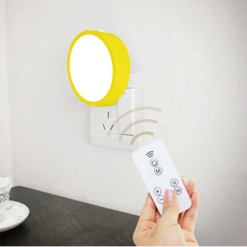 Creative 8 LED Light IR Remote Control Night Light Round Shape