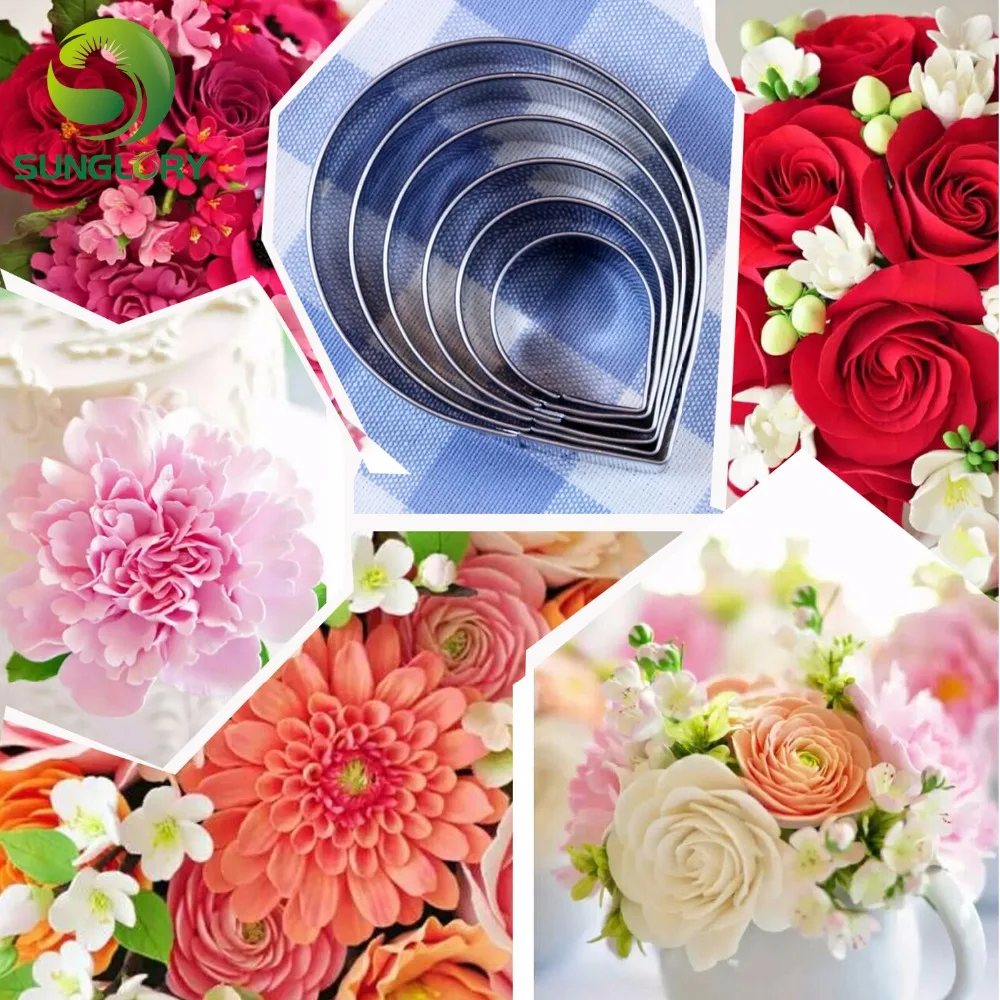 

6PCS Stainless Steel Floral Flower Cutters Set Decoration Rose Petal Cookie Cutter Sugarcraft Fondant Mold Cake Decorating Tools