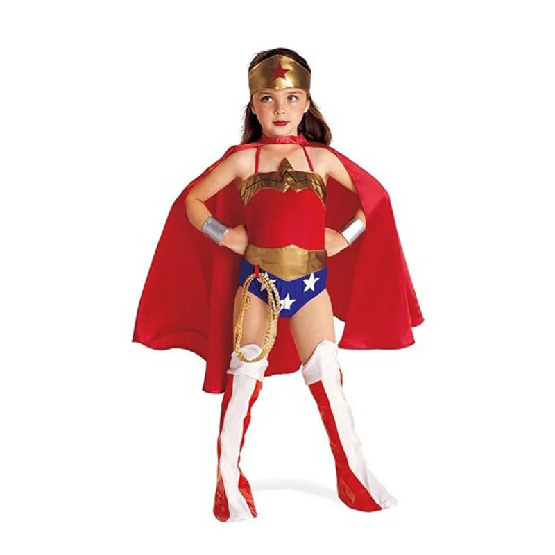 

Halloween Superman Wonder Woman Children Party Cosplay Costumes Gift For Girls Clothes Children's Clothing Set S-XL