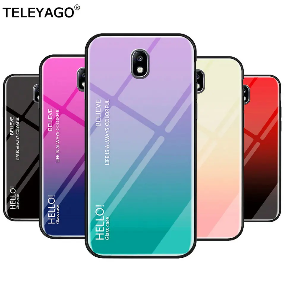 Чехол для Samsung Galaxy J3 J5 J7 J2Pro 2017 2018 модный градиентный цветной чехол из закаленного