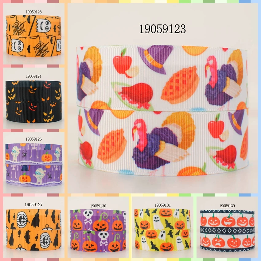 

10yards -different sizes -Happy Halloween pattern ribbon printed Grosgrain ribbon 19059126