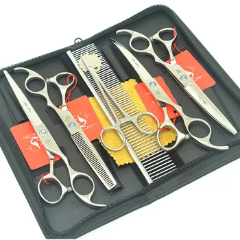 

Meisha 7 inch Professional Pet Grooming Kit Straight Cutting & Thinning & Curved Dog Scissors with Comb & Pet Forceps HB0211