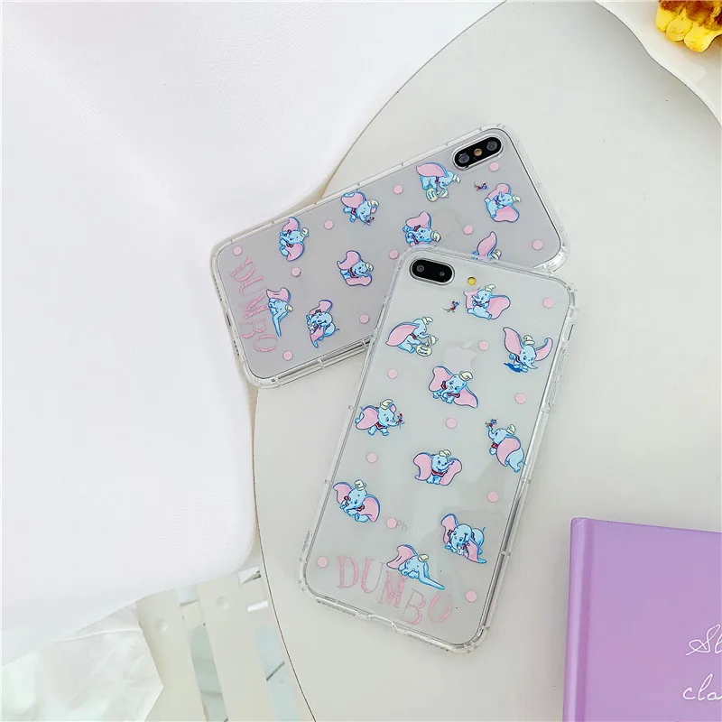 

Cartoon Dumbo elephant Disneys Phone Case For iPhone 6 6s 7 8 X XS max XR Case Soft Transparent Silicone Clear Case Back Cover