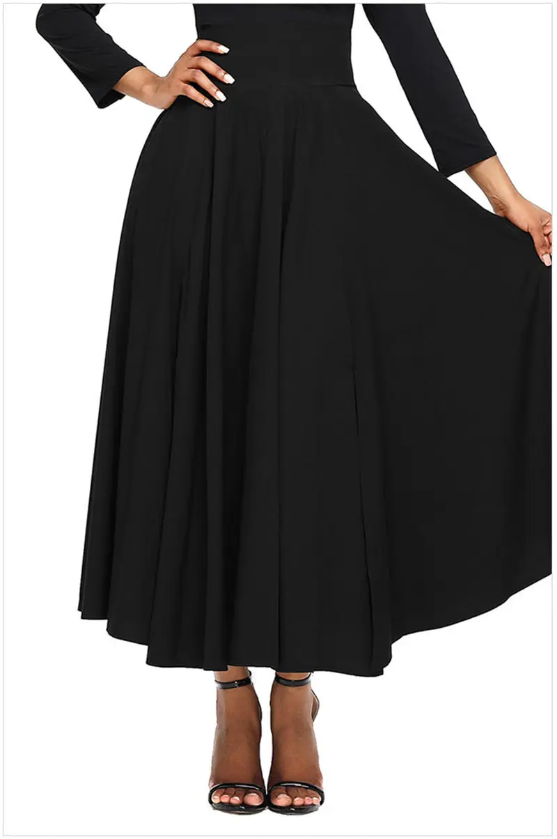 Стиль пять цветов пикантные однотонные юбки Harajuku элегантный длинная юбка плиссе Вечеринка Clud Женская мода женские офисные одежда - Цвет: Черный