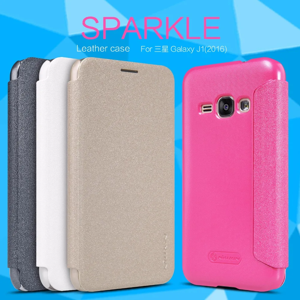 

case for (Samsung Galaxy J1 2016) cover case NILLKIN Sparkle super thin leather case flip cover with Retailed Package