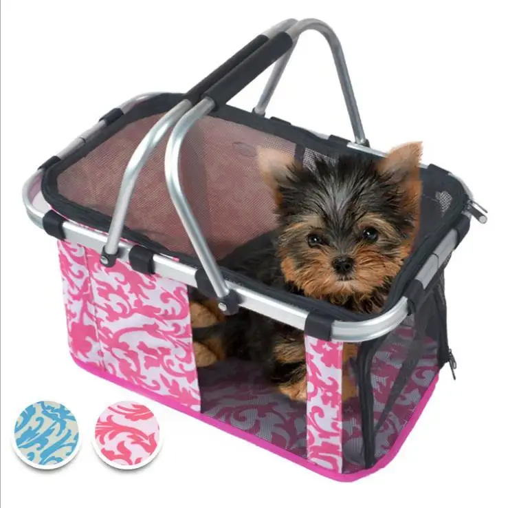 

2017 Fordable Pet Products Dog Carrier Bag Cat Bicycle Basket Metal Handel Polyester Net Cover 2 Sizes 4 Colors D348