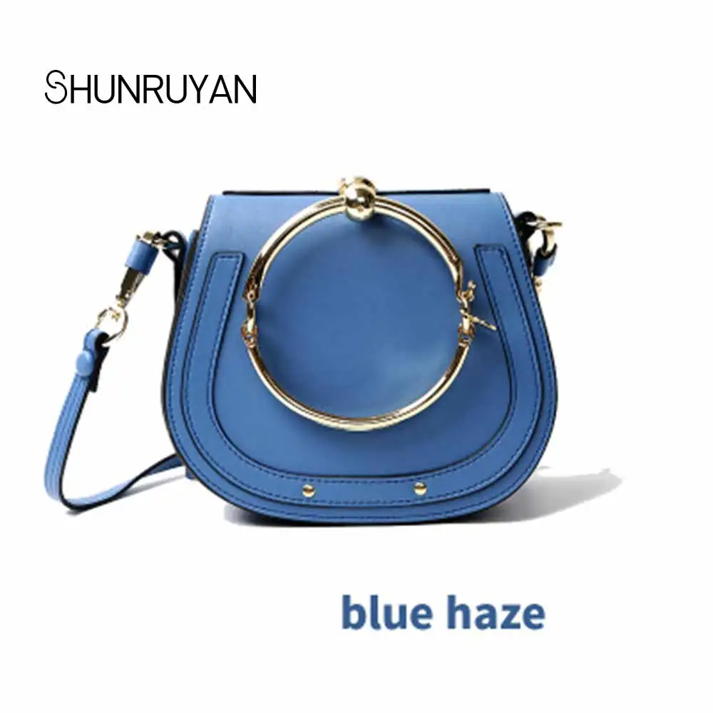 

SHUNRUYAN 2019 Metal Round Handbag Party bags New Fashion Ladies Casual Saddle bag Women for bag Shoulder bag
