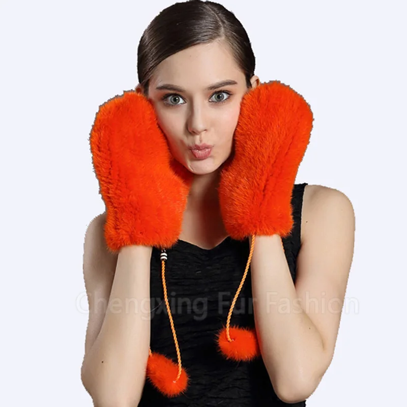 

CX-A-35E New Arrival Colorful Hand Knit Real Mink Fur Glvoes