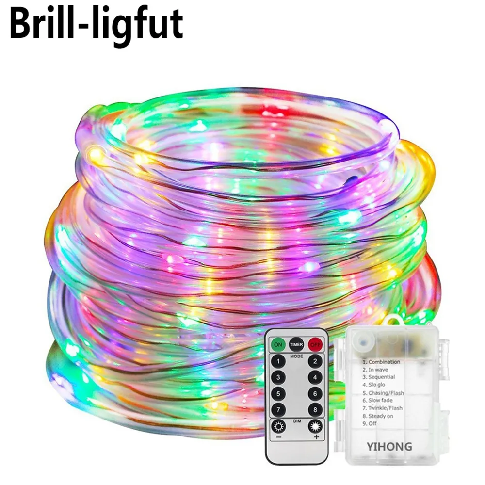 

Outdoor String Lights 10M 100LEDs Battery Operated LED Rope Tube String Lights for Patio Easter Christmas Party Wedding Holiday