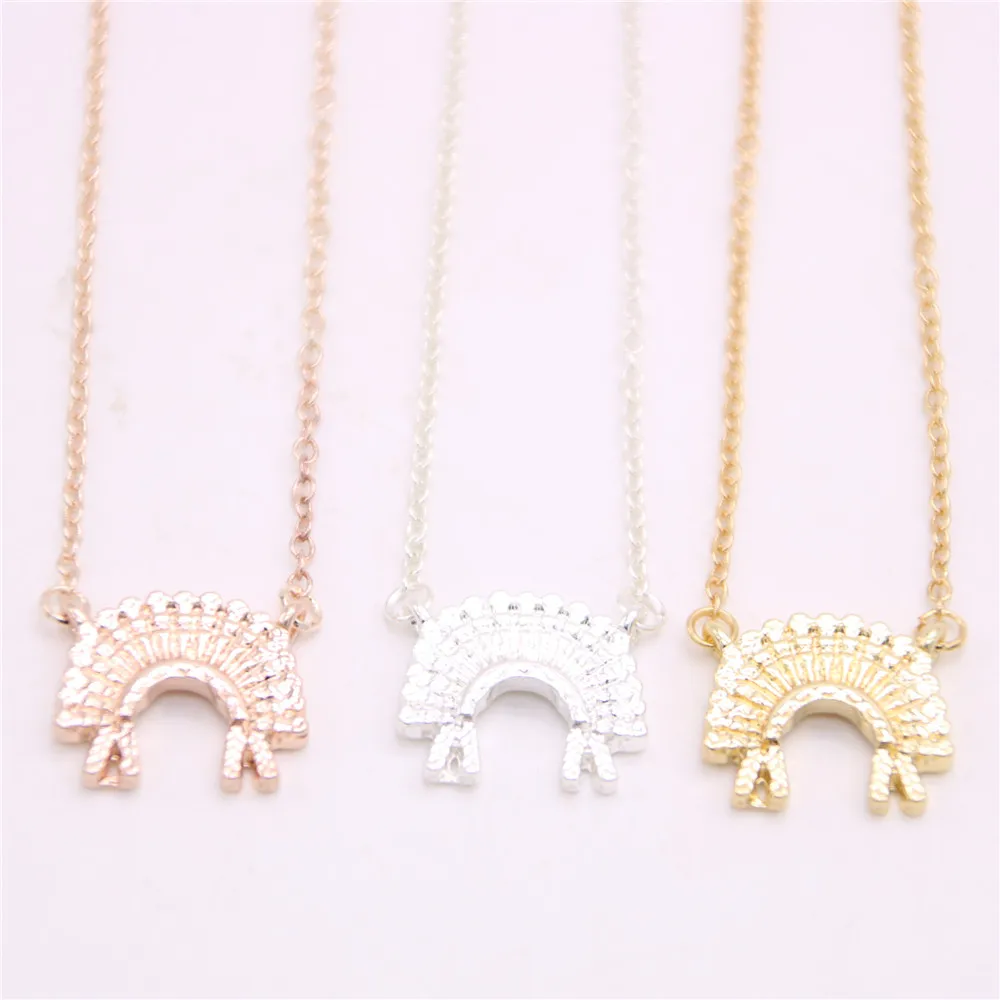 Modern Indian Hat Pendant Ethnic Style Necklace Gold Silver Rose Three Color Optional | Украшения и аксессуары