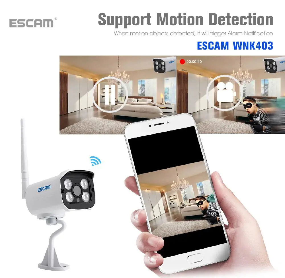 ESCAM WNK403 4CH WiFi NVR комплект P2P 720 P точка доступа Автоматический Открытый ИК ночного видения безопасности IP система наблюдения ссtv