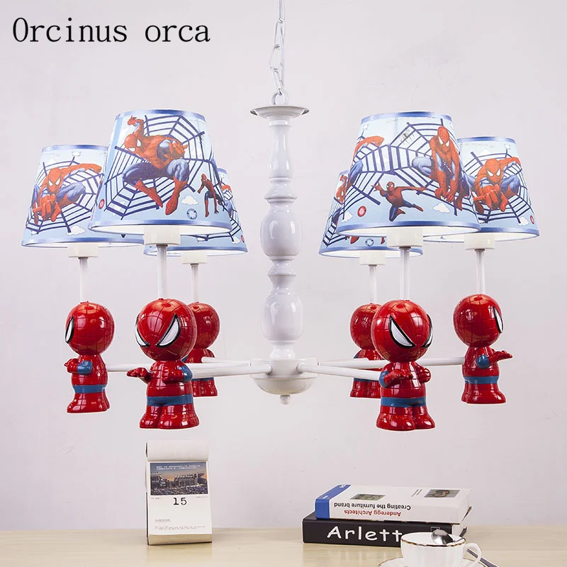 

Cartoon creation Spiderman chandelier boys bedroom children room light modern simple LED chandelier remote control