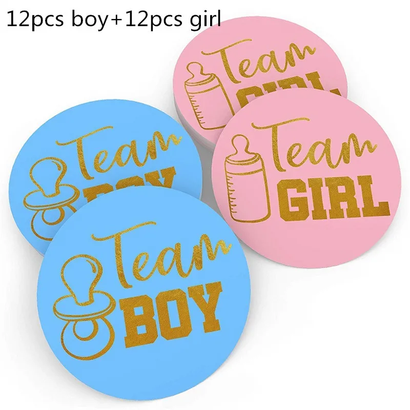 24pcs Gender Reveal Party Supplies Kit Boy or Girl Sticker Team Girl or Boy Decorations for Baby Shower Baby Party Supplies HW98 (1)_副本