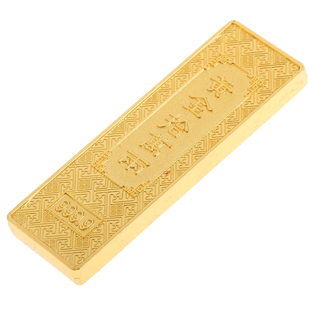 Chinese Feng Shui Fake Bullion Gold Bar Wealth Crafts for Home Office Charm