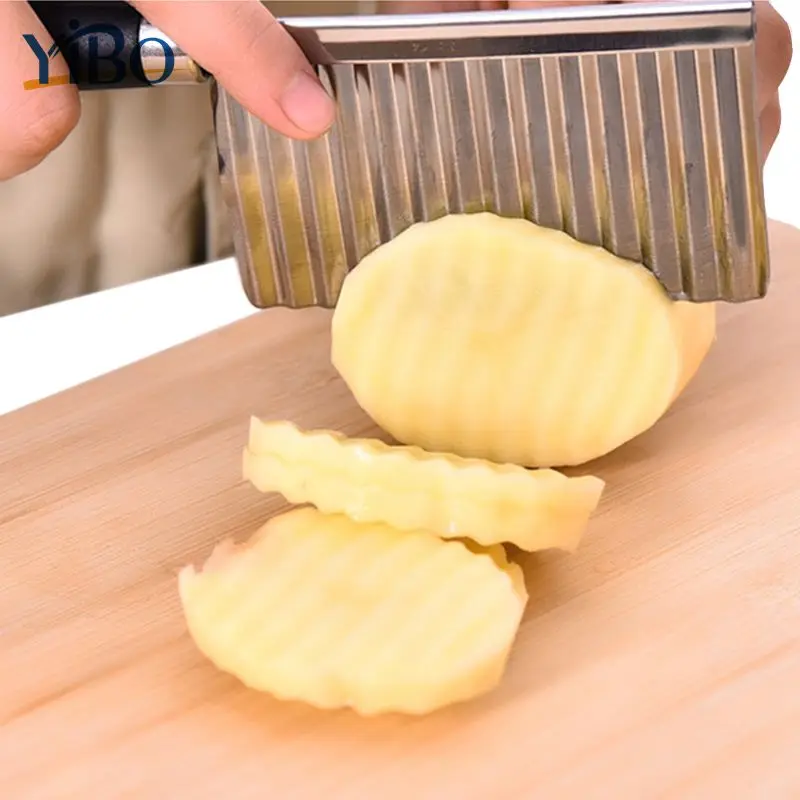 

YIBO 1Pc 19X6cm Stainless Steel Potato Cutter Vegetable Cucumber Wave Slicer Chopper Kitchen Cooking Tools