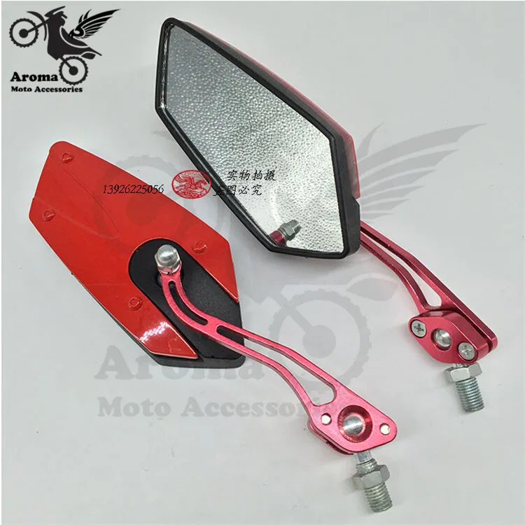 5 цветов moto rcycle зеркала заднего вида 10 мм синий красный фиолетовый 8 мм мото rbike боковые зеркала черный красочный Мото Аксессуары - Цвет: Красный