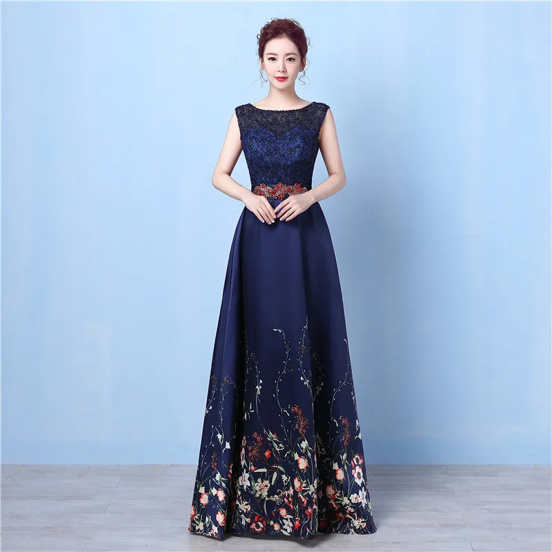 floral chiffon evening gown