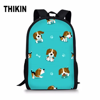 

THIKIN Cartoon Animals Beagles School Bags for Girls School Shoulder Bag Women Large Capacity Cute Pupy Print Customize Backpack