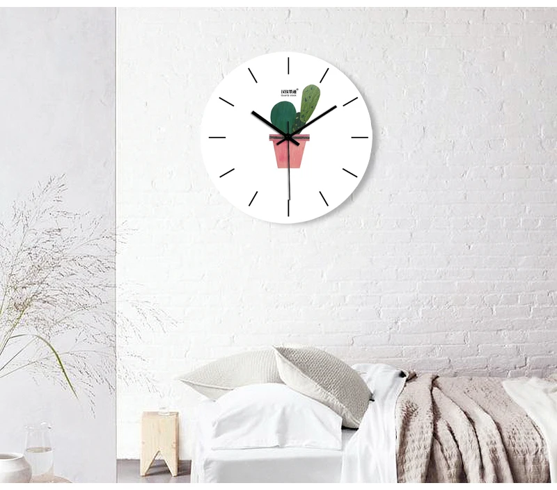 Настенные часы с зеленым листом, креативные безрамные бесшумные часы, скандинавские свежие персональные настенные часы для гостиной, кухни, декоративные настенные часы