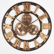 Reloj de pared grande hecho a mano 3D retro rústico decorativo arte de lujo Engranaje grande de madera vintage Reloj de pared en la pared para regalo 20 inche