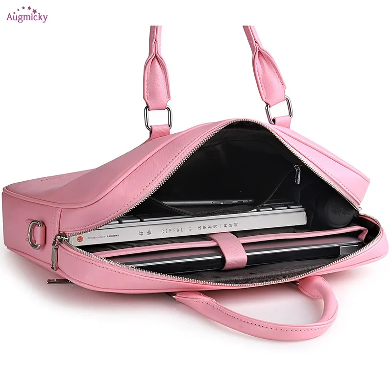 Gift bear pendant PU waterproof Handbag Laptop Bag 14